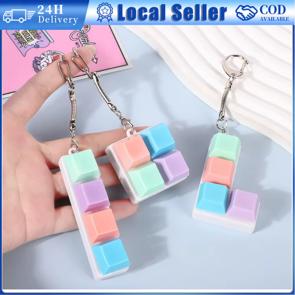 Keyboard Keychain Fidget Keyboard Toy Button Keycap Decompression Toys ...