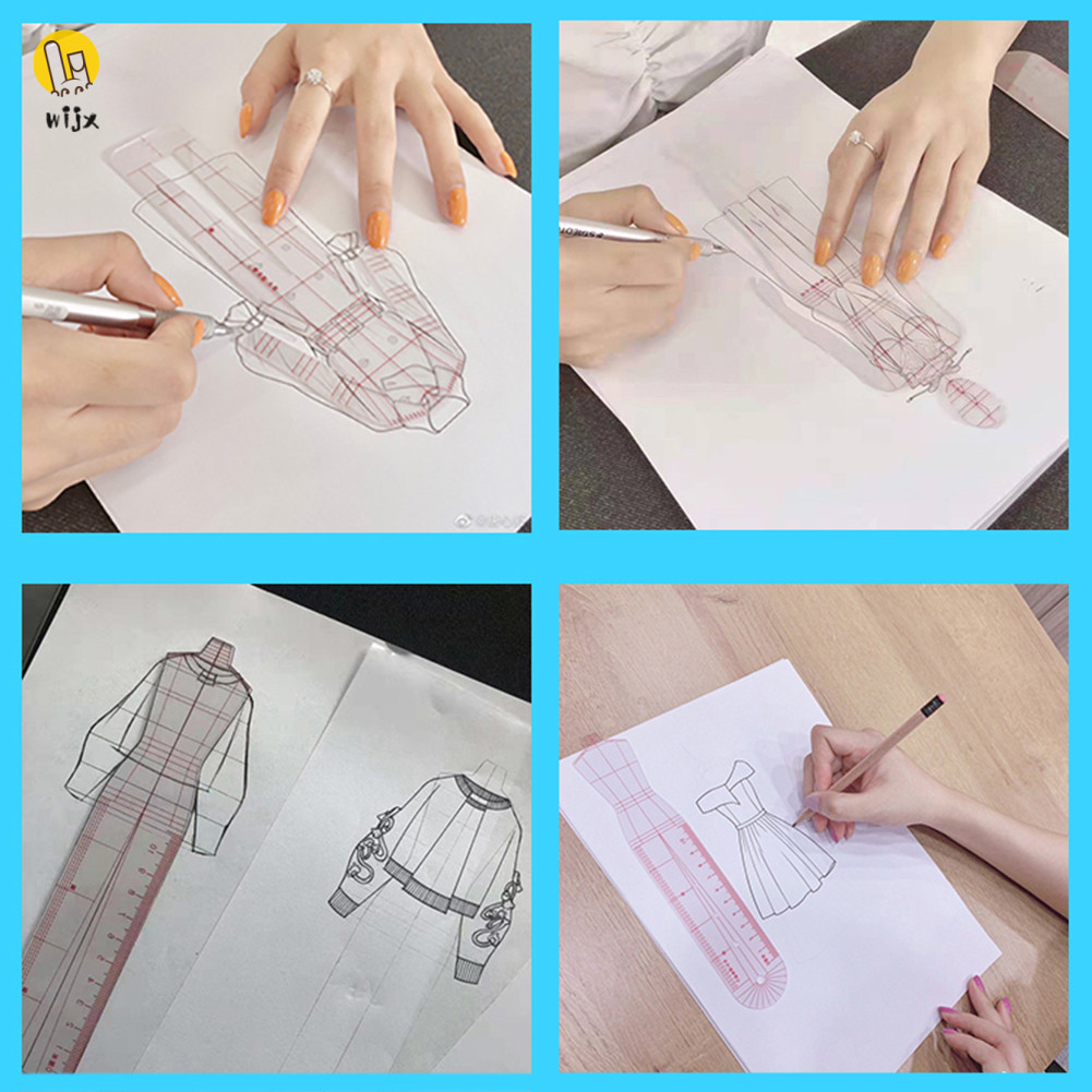 5 Models Fashion Illustration Rulers Small Fashion Clothing Design ...