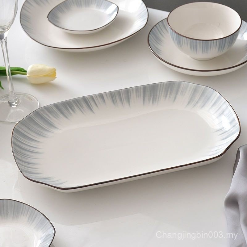 Ceramic Fish Plate Household Steamed Fish Plate Large Fish Plate High ...