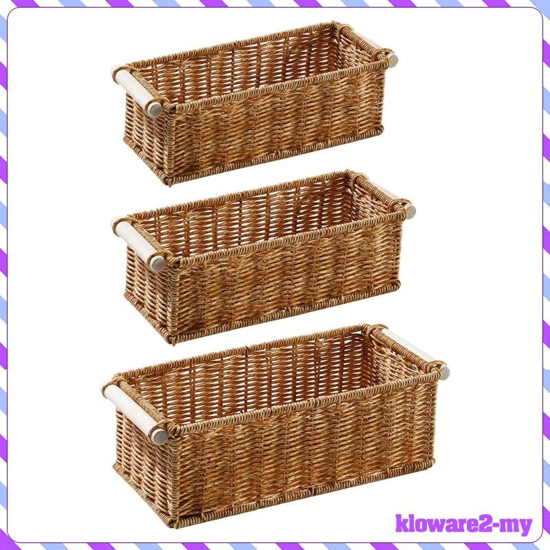 Seagrass Rattan Organizers DOKOT Woven Rattan Baskets Set Of 3