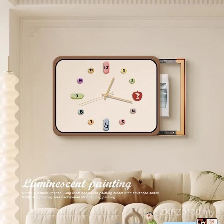 With Clock Meter Cream Blocking Weak Current Box Decorative Painting ...
