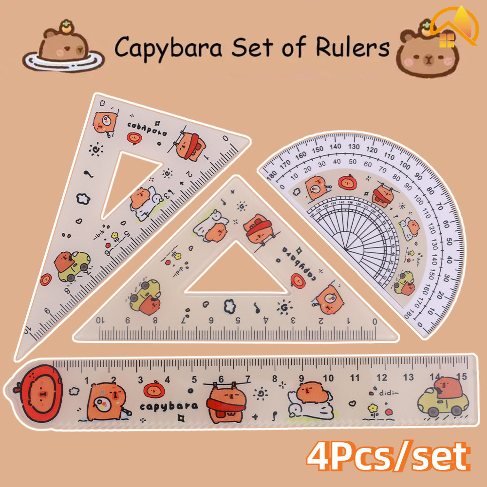 4Pcs/set Cute Dolphin Painting Ruler Set - Cartoon Student Stationery ...