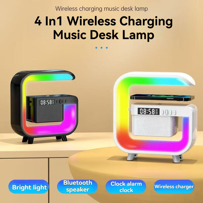 4in1 LED Atmosphere Light RGB Wireless Charger Bluetooth Speaker Table ...