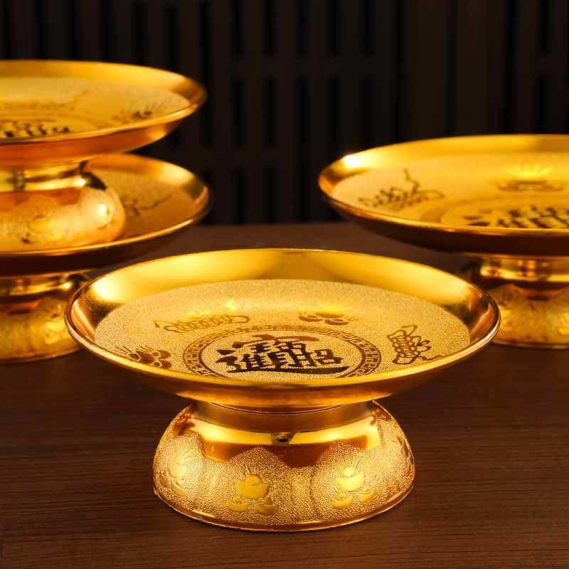Placer gold fortune plastic fruit plate for Buddha砂金招财塑料供佛水果盘家用佛前供奉仙家财神 ...