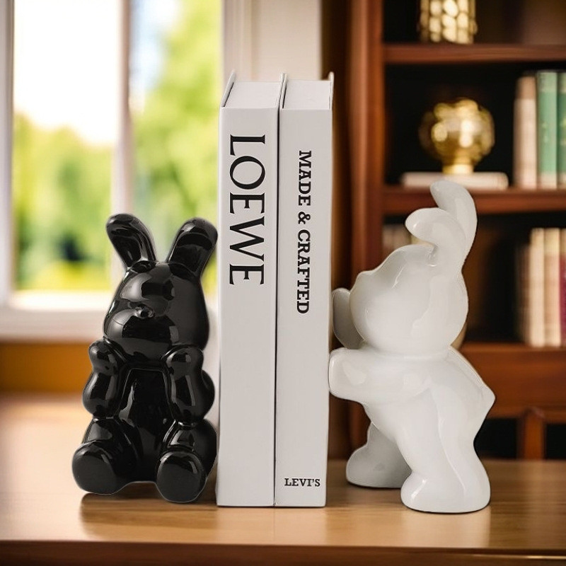Modern Home Craft Decorations Ceramic Bookend Rabbit Living Room Study ...