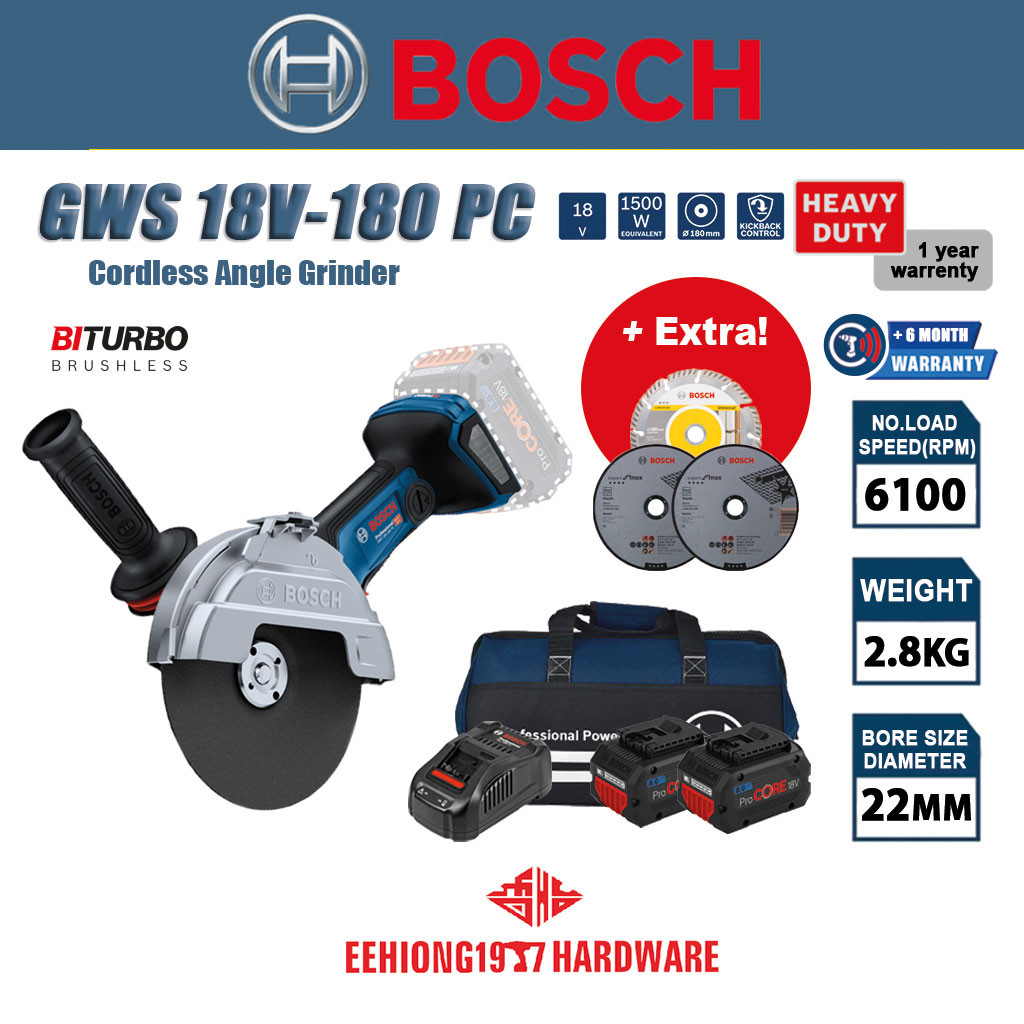 PRO HEAVY DUTY GWS 18V-180 P Cordless Angle Grinder | Bosch Professional - View #13