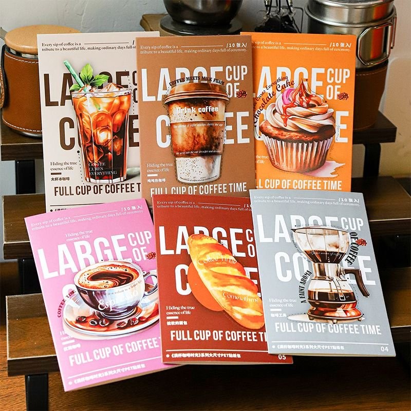10 pcs Vintage Coffee Theme Scrapbooking Stickers Retro Coffee ...