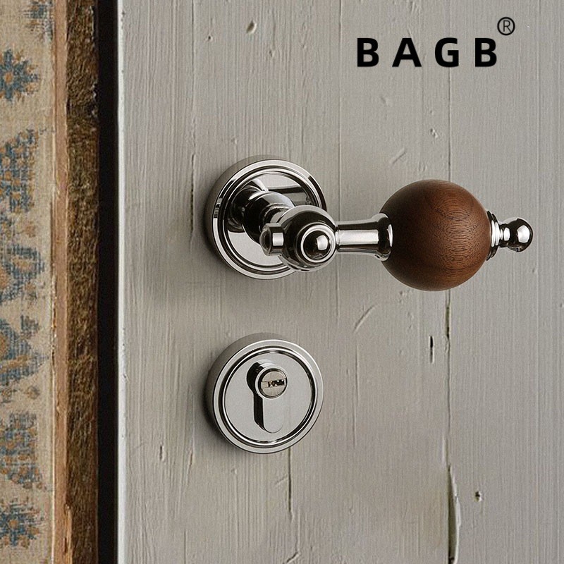 Medieval Style Bedroom Door Lock French Black Walnut Retro Lock Handle ...