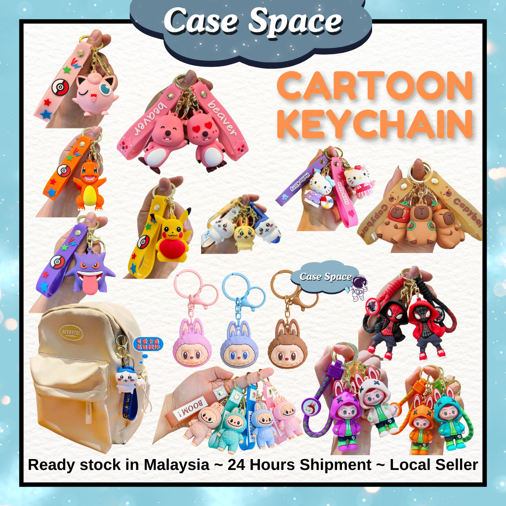 Capybara Labubu Kitty Spider Chikawa Pikachu Keychain Cartoon Earphone ...