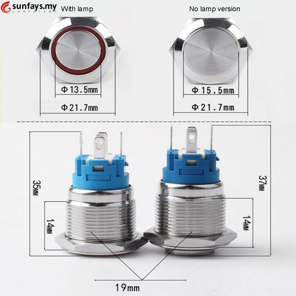 Fast Shipping-Compact and Stylish 19mm Stainless Steel Momentary Push ...