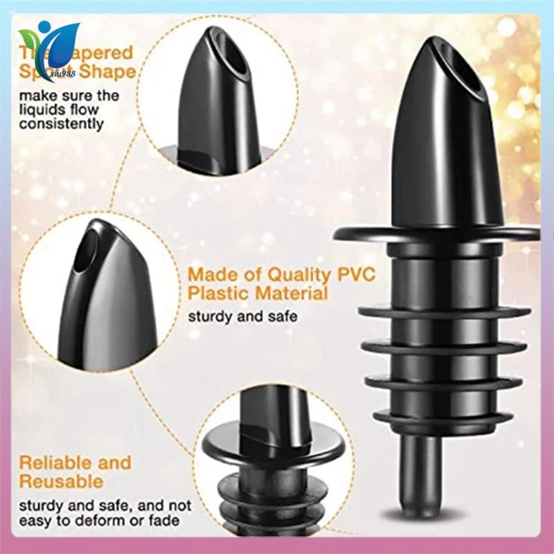 Liquor Bottle Pourers Flow Pourers Plastic Spouts Black Bottle Pourers ...