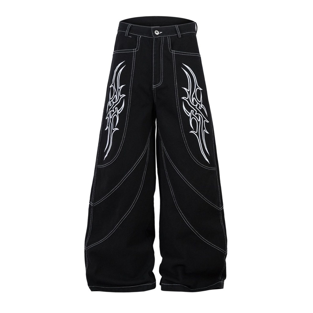 2025 Hip-Hop Loose Totem Embroidery High-End Design Jeans Men American ...