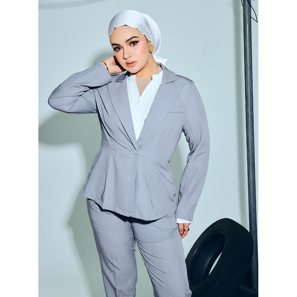 Grey peplum blazer sale