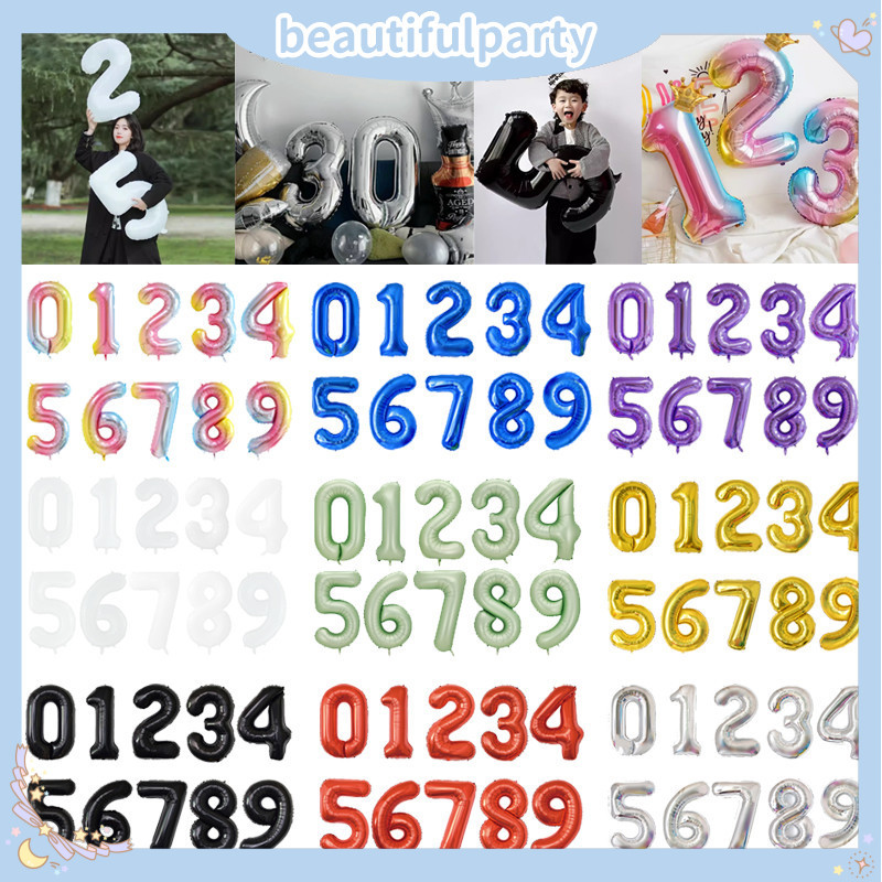 32 inch multi-color aluminum foil balloons with numbers 0-9 for ...