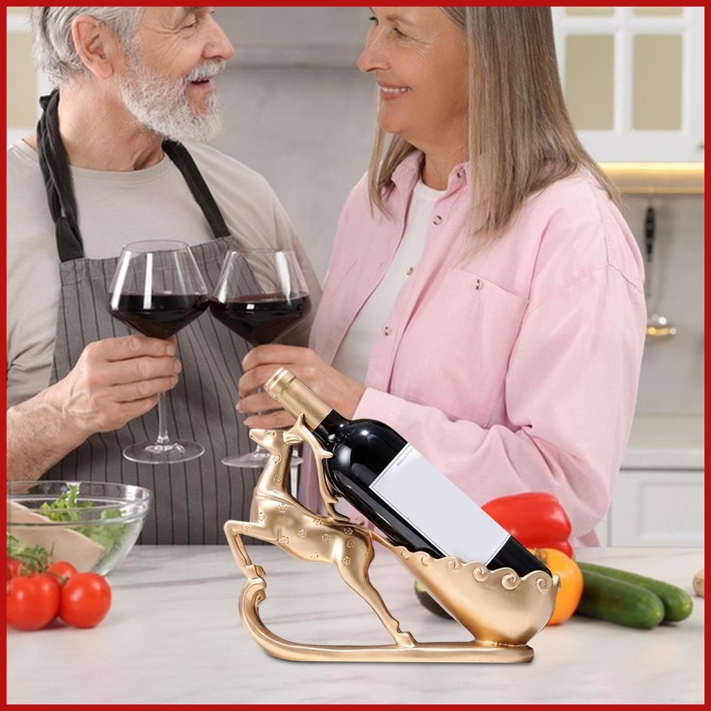 Moose Wine Bottle Holder Deer Pulling A Cart Animal Statue Festive ...