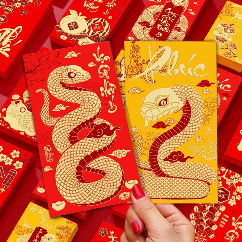 {/现货速发}高档磨砂2024蛇年红包通用压岁大吉大利结婚乔迁贺寿利是红包High end matte 2024 Snake Year red ...