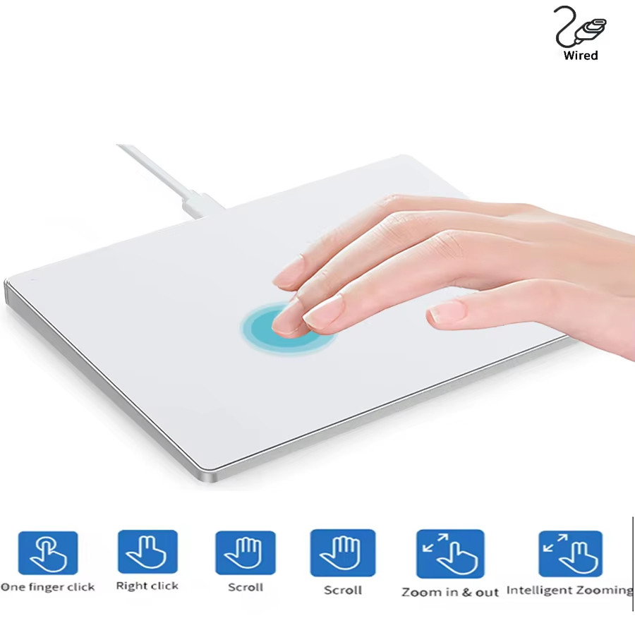 BOW Alloy USB Wired Multi-TouchTrackpad SlimTempered Glass Surface with ...