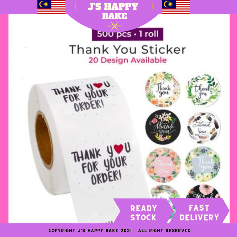 MY(Ready Stock) 500pcs per Roll Thank You / Homemade Sticker Seal Label ...