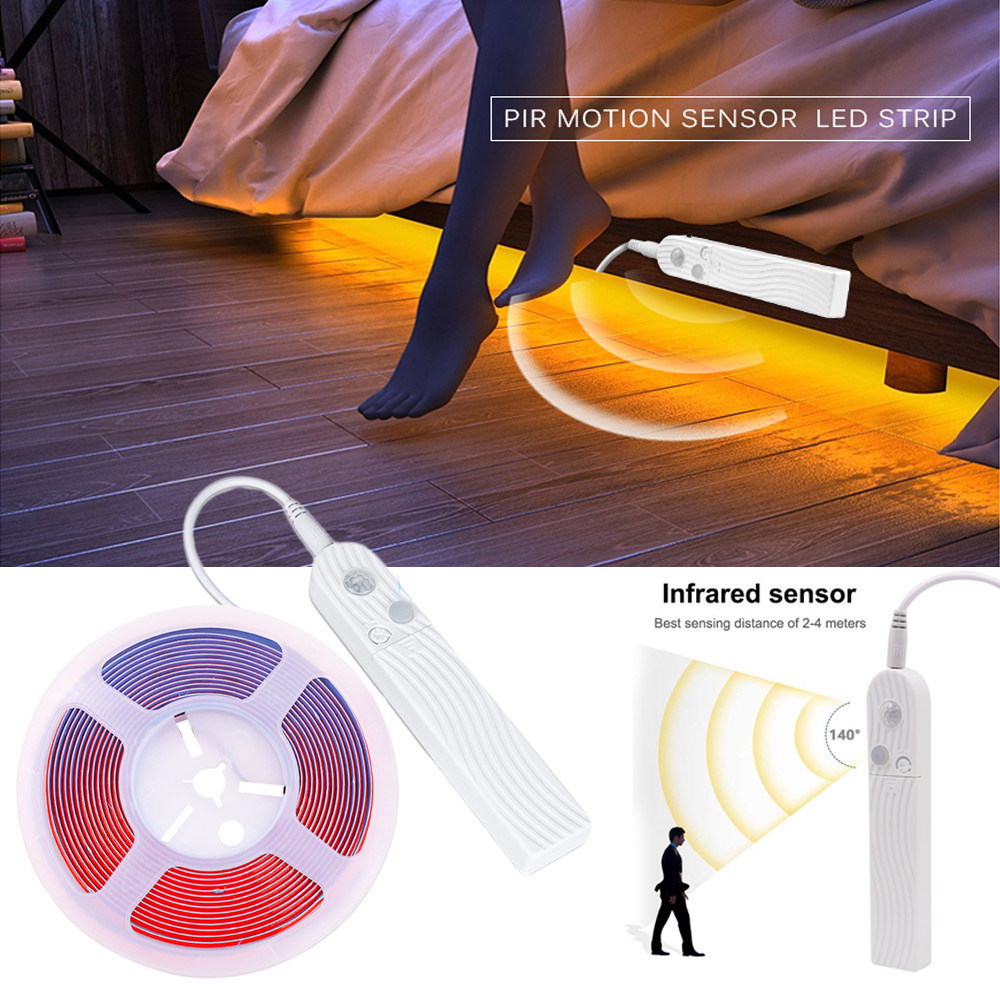 1M 3M 5V COB LED Strip Light 320Leds/m High Density PIR Motion Sensor ...