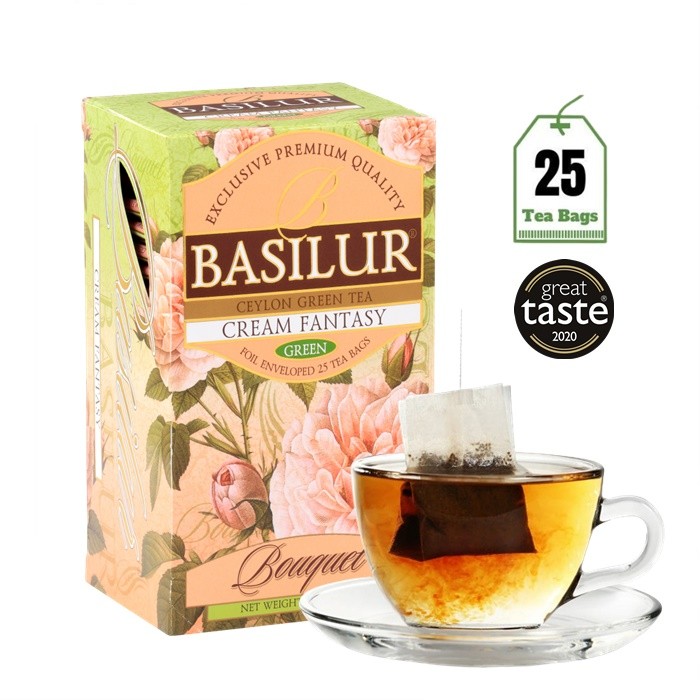 Basilur Ceylon Green Tea Bouquet, Cream Fantasy, 25 Individual Foil ...