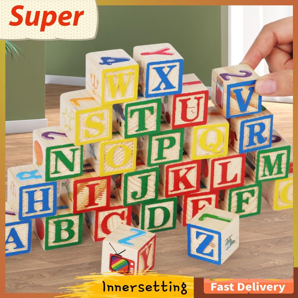 [innersetting.my] ABC Wooden Building Blocks Alphabet & Number Stacking ...