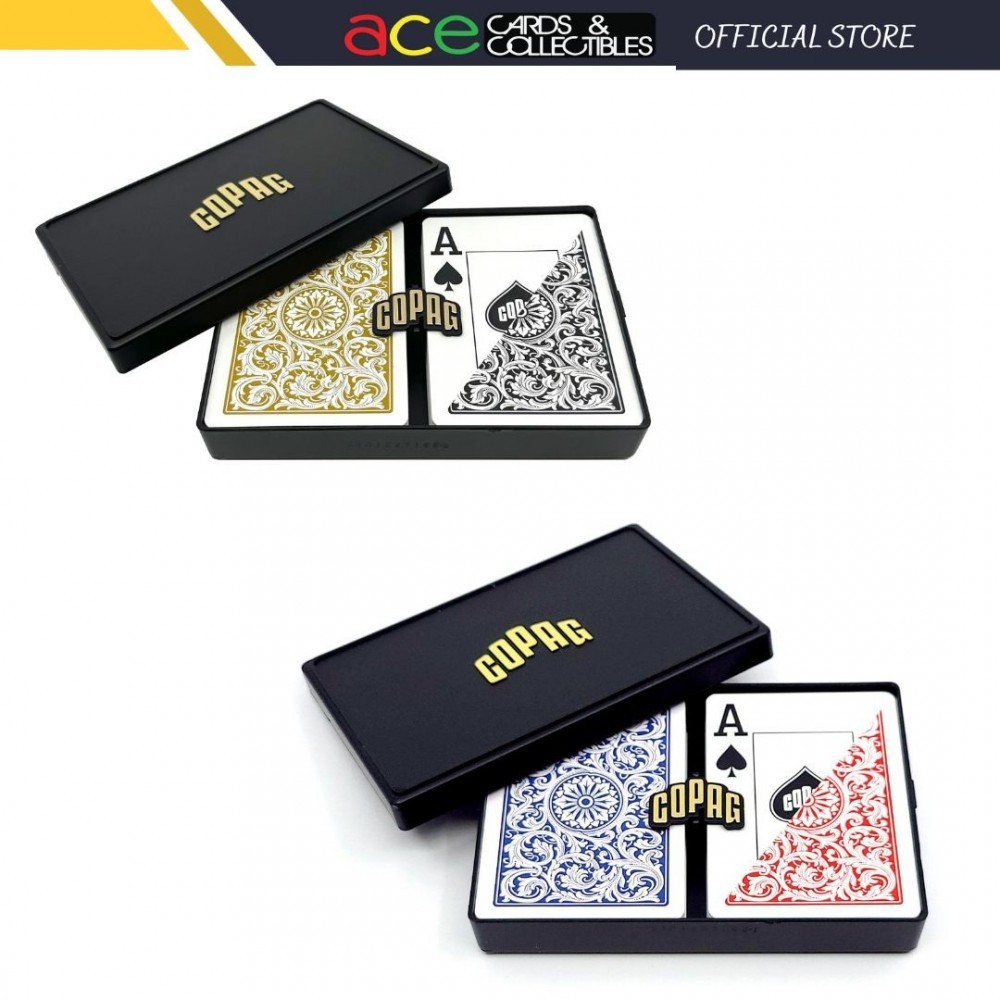 Copag Plastic Playing Cards - Black & Gold Bridge Size Deck With Premium Case