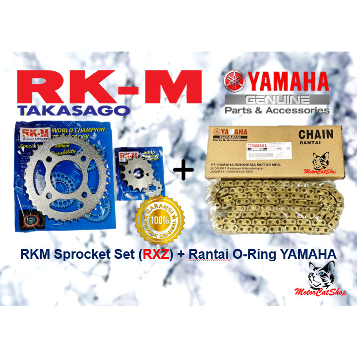 Rantai (YAMAHA) O-ring Gold, Sprocket (RKM) RXZ / LC135 / SRL 110 ...