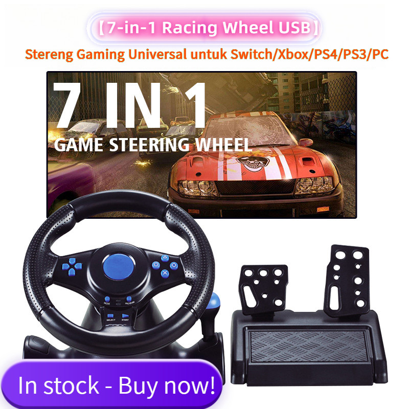 【7-in-1 Racing Wheel USB】Stereng Gaming Universal untuk Switch/Xbox/PS4 ...