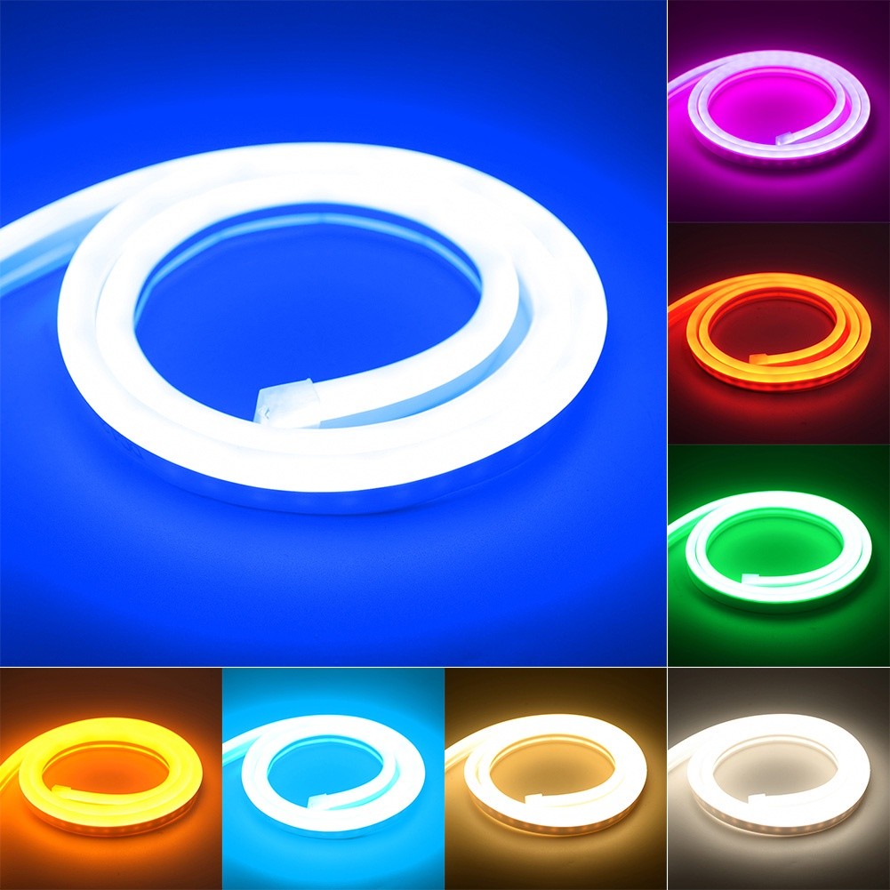 1M 5M Neon Led Strip Light 12V DC Waterproof Narrow Lampu Neon Flexible ...