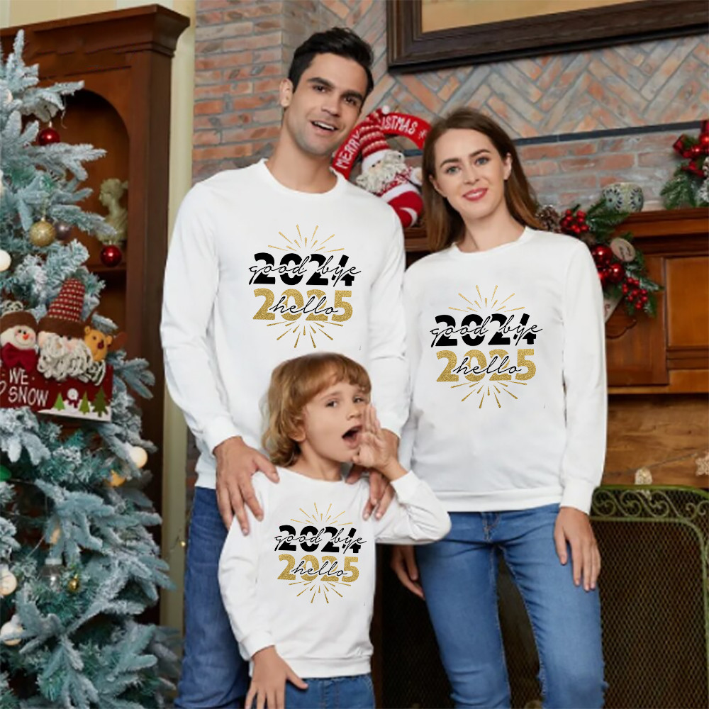 Goodbye 2024 Hello 2025 Family Crew-neck Shirt Long Sleeve Top Man ...
