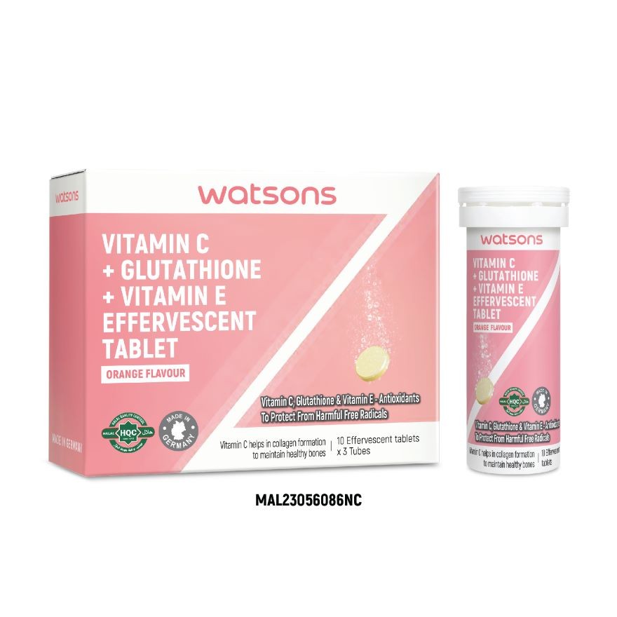 WATSONS Vitamin C + Vitamin E + Glutathione Effervescent Tablets 30s |  Shopee Malaysia