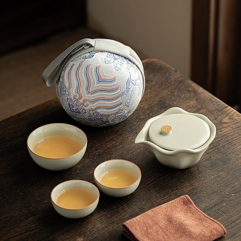 Antique Ru Kiln Missing Travel Tea Set Outdoor Portable One Pot Three ...