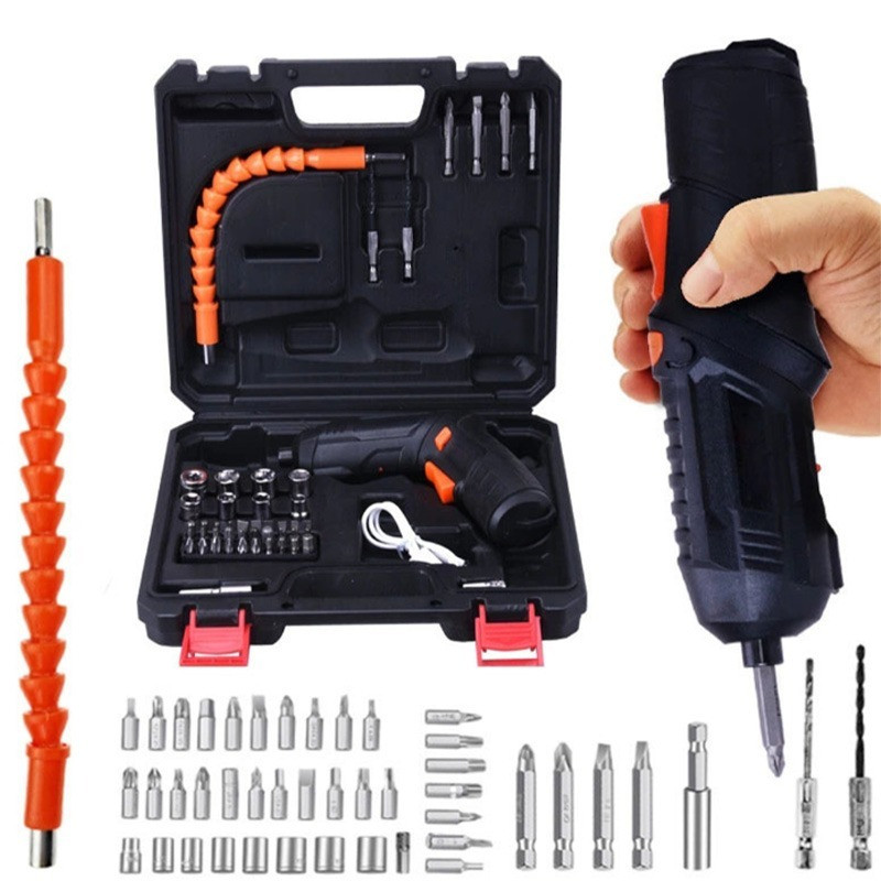 47Pcs High-power Cordless Electric Screwdriver 3.6V Rechargeable Power ...