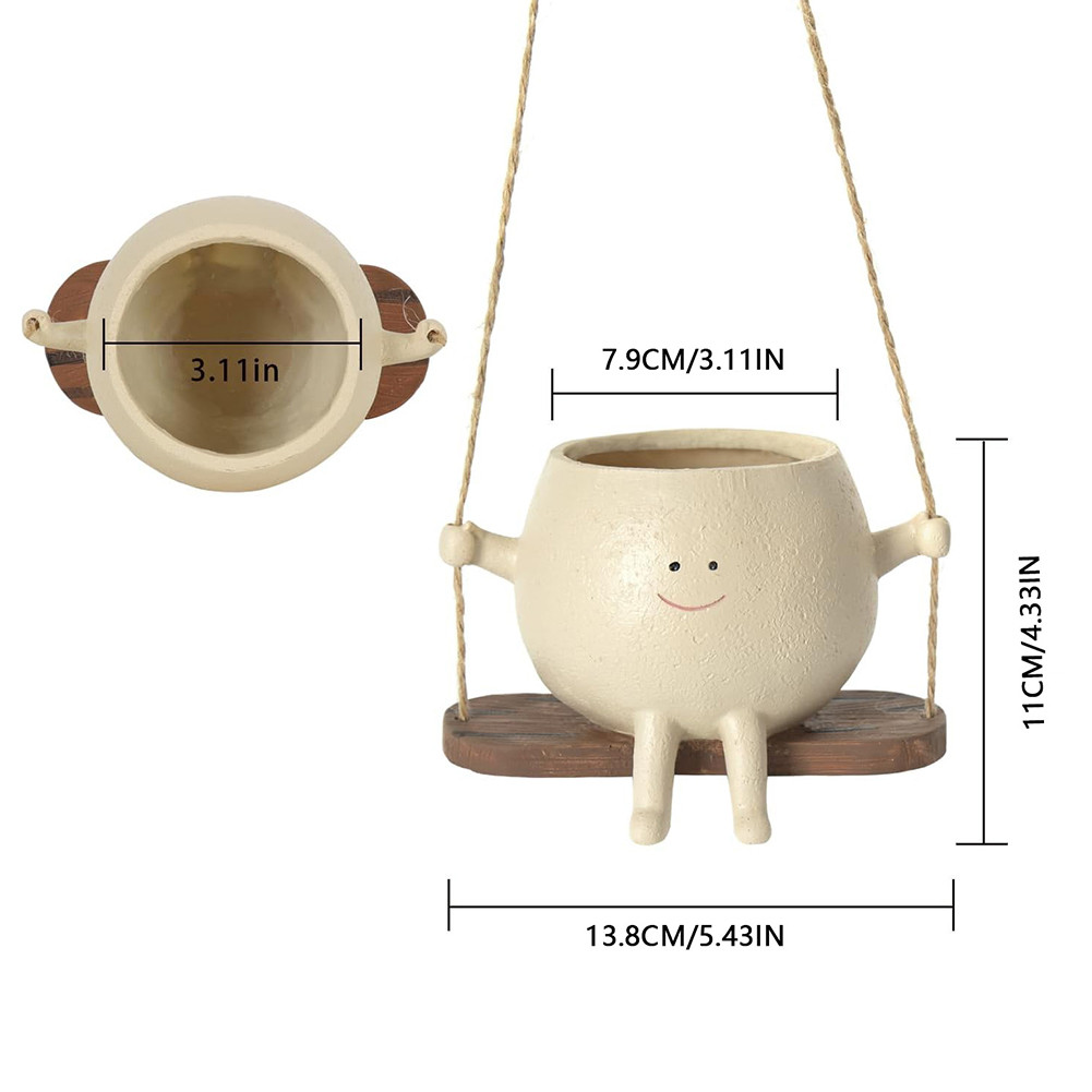 Swing Face Planter Creative Wall Hanging Head Planter for String of ...