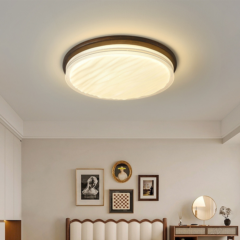 Vintage Bedroom Ceiling Light Japanese Walnut Indoor Ceiling Lamp Solid ...