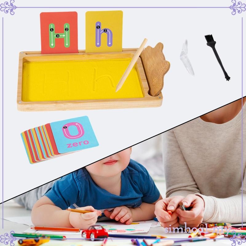 [SimhoabeMY] Wooden Alphabet Sand Tray Writing Letters and Numbers ...