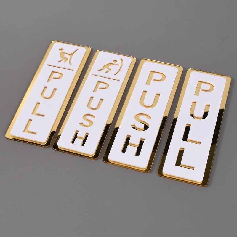 Label Pull Push Sign Waterproof Minimalist Door Wall Signage Sticker ...
