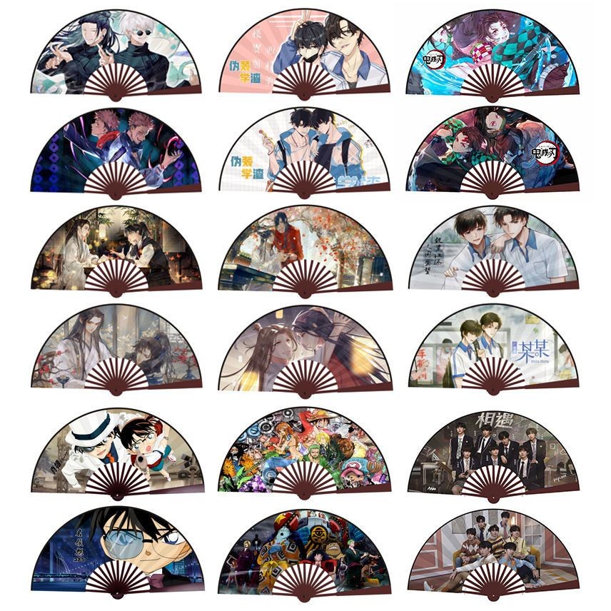 The 2D animation folding fan 10-inch silk cloth cartoon spell back to ...