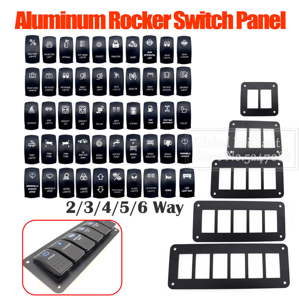 2 3 4 5 6 Way Dual Bule LED Marine Boat Rocker Switch Panel For Truck ...