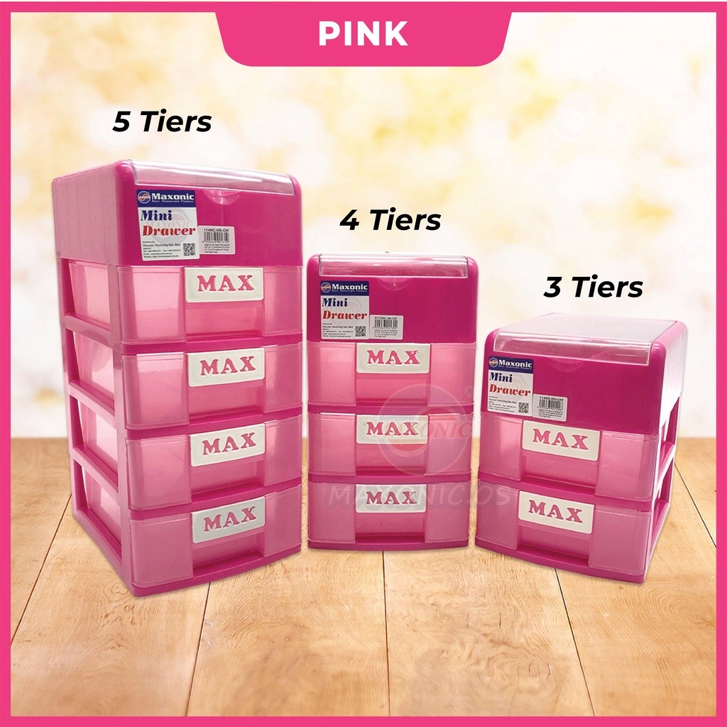 Maxware 3/4/5 Tier Mini Drawer With Top Open Compartment Stationary ...