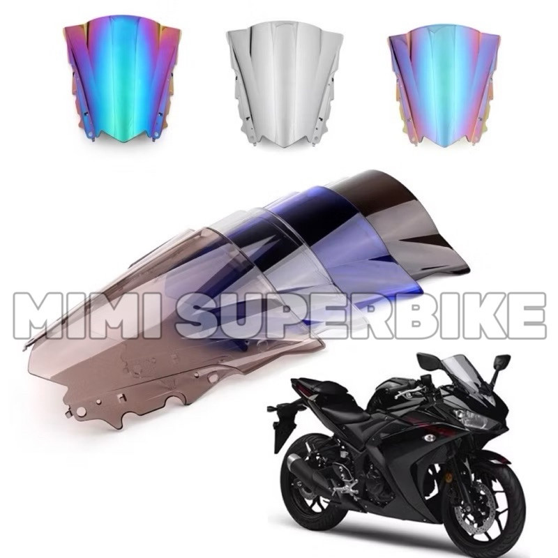 YAMAHA R25 V1 WINDSHIELD BUBBLE SIZE 34CM COLOUR BLACK SMOKE CLEAR ...