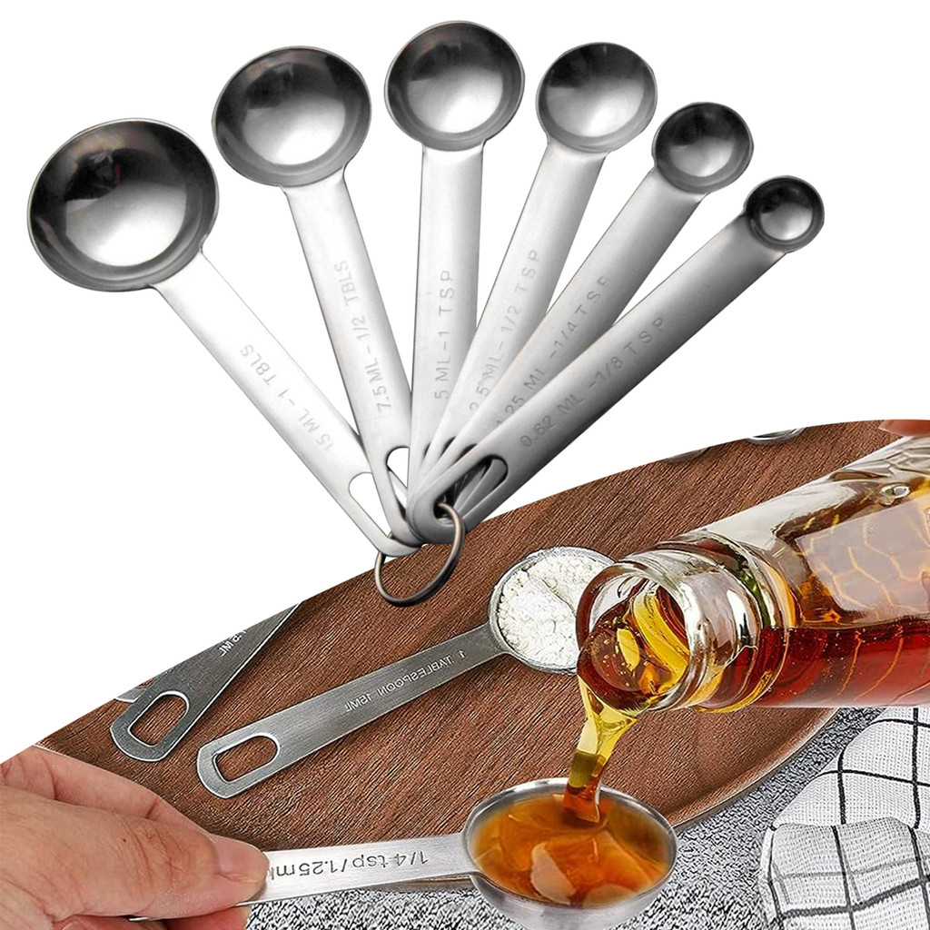 430 Stainless Steel Measuring Spoon, 6 Pcs Set with Scale Measuring ...