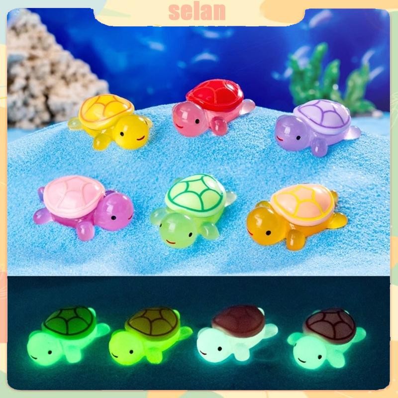 SELAN Mini Desk Turtles Landscape Resins Glowing in Dark Turtles ...
