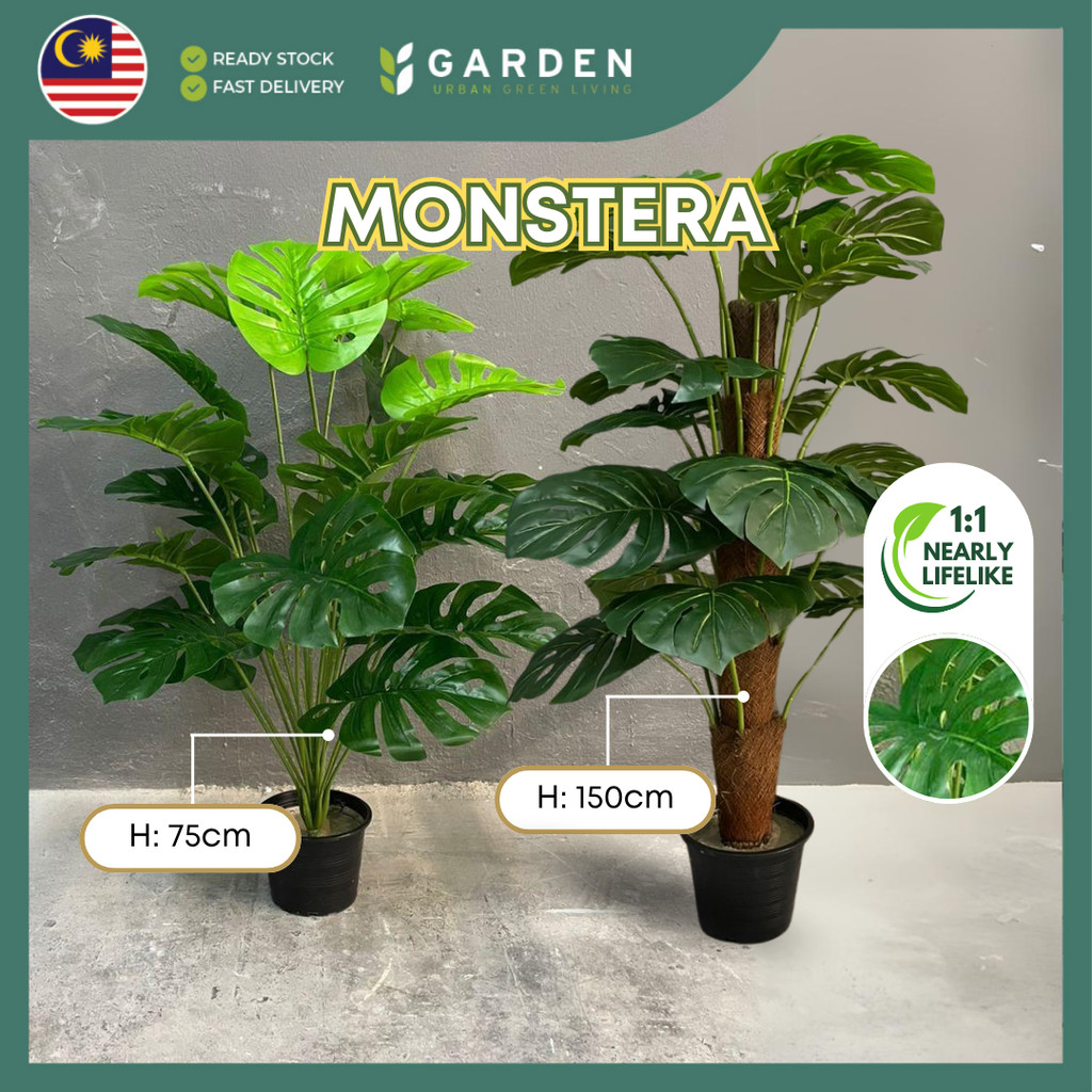75cm 105cm Artificial Plant Monstera Tree with Pot Tree Fake Plant ...