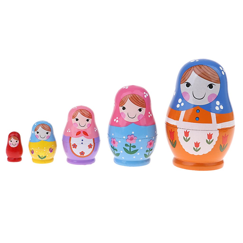 [bmcbftb] Wood Girl Russian Nesting Doll Babushka Matryoshka Stacking ...