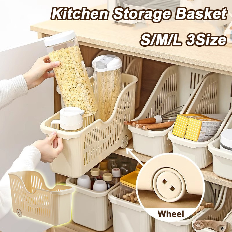Kitchen Cabinet Storage Box with Wheel Seasoning Sundries Storage ...