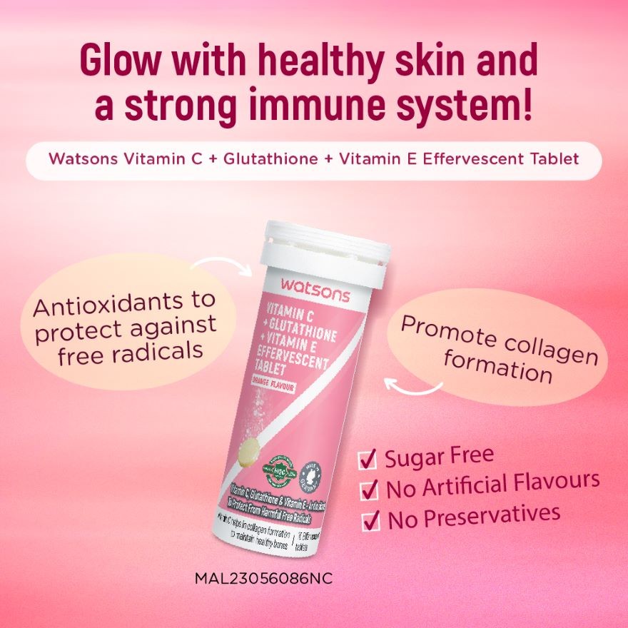 WATSONS Vitamin C + Vitamin E + Glutathione Effervescent Tablets 10s