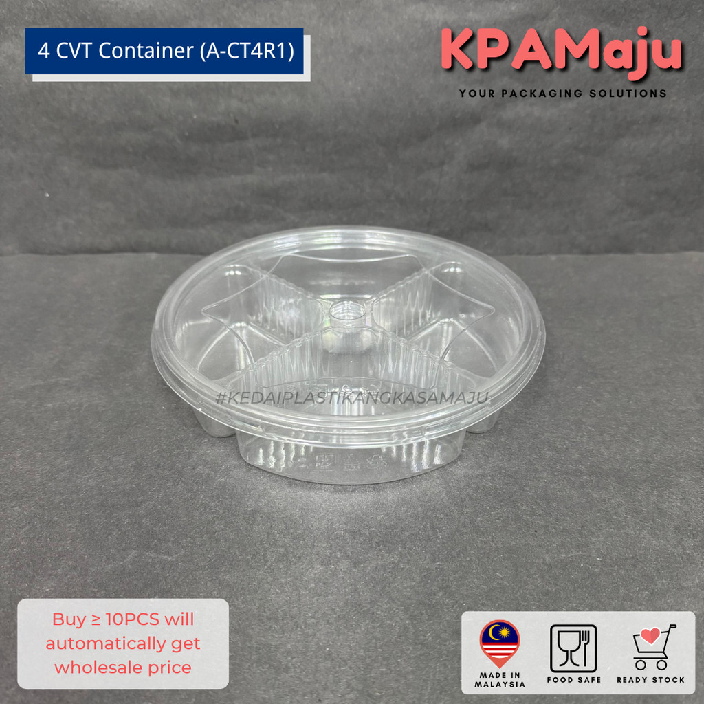 4 Cavity Round Container with Lock (A-CT4R1) - Bekas Kuih Raya / Round ...