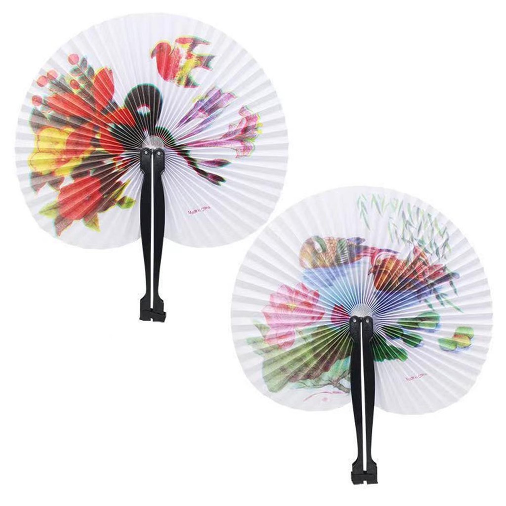 Chinese Fan Folding Small Round Paper Hand Fans Summer Kids Child Tools ...