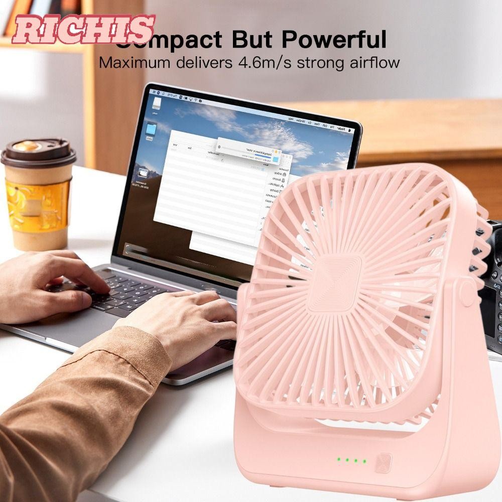 [RICHIS] Circulation Fan, Rechargeable 360° Rotation Desk Fan, Ultra ...